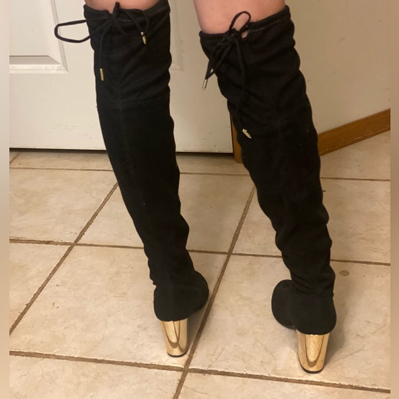 Black suede over the knee boots - Picture 2 of 11